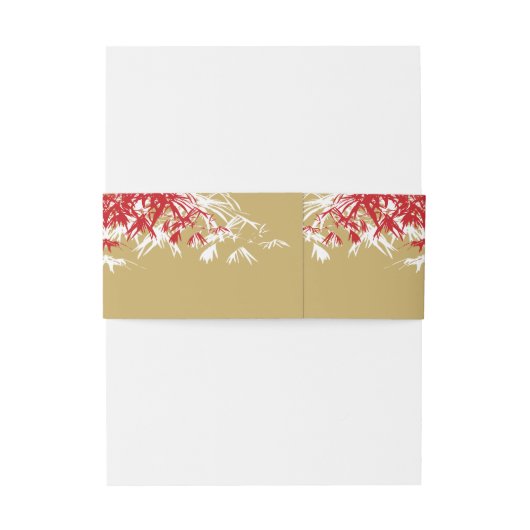 Rood/Goud Bamboe bladeren Dubbele Xi Chinese bruil Uitnodigingen Wikkel (Achterkant Voorbeeld)