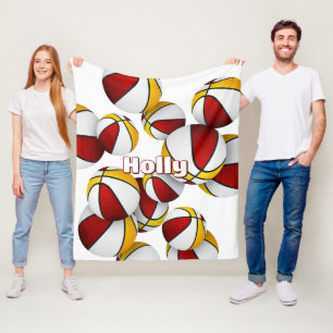 Rood Goud Basketbal Team Kleuren Sport Decor Fleece Deken