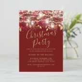 Rood Goud Bladerlicht Kerstfeest Kaart (Staand voorkant)