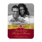 Rood, Goud Bloemen Bewaar de datum Foto Magneet (Verticaal)