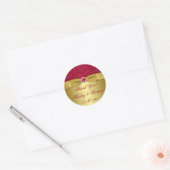 Rood, Goud Bloemen Trouwgunst Dank u Sticker (Envelop)