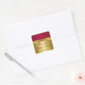 Rood, Goud Bloemen Trouwgunst Dank u Sticker (Envelop)