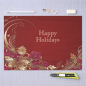 Rood Goud Bloemen Vakantie Tissue Papier (Craft)