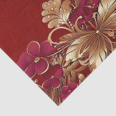Rood Goud Bloemen Vakantie Tissue Papier (Detail)