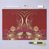 Rood Goud Bloemen Vakantie Tissue Papier (Craft)