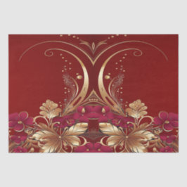 Rood Goud Bloemen Vakantie Tissue Papier