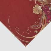 Rood Goud Bloemen Vakantie Tissue Papier (Detail)