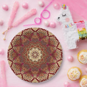 Rood Goud Bloemen Vakantiepapier Bord (Feest)