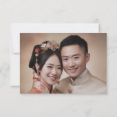 Rood goud bloemenChinees bruiloft foto dubbel xi RSVP Kaartje (Achterkant)