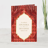 Rood Goud Bloemengordijn Indische Hindoe Bruiloft (Voorkant)