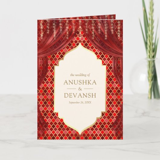 Rood Goud Bloemengordijn Indische Hindoe Bruiloft (Voorkant)