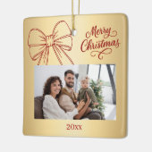 Rood goud boog foto met de hand getrokken kerst keramisch ornament (Links)