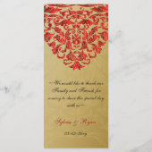 rood goud Bruiloft menu (Achterkant)