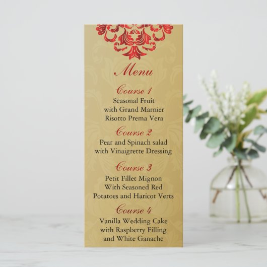 rood goud Bruiloft menu (Staand voorkant)