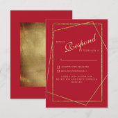 Rood & Goud Bruiloft RSVP (Voorkant / Achterkant)