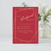 Rood & Goud Bruiloft RSVP Kaartje (Staand voorkant)