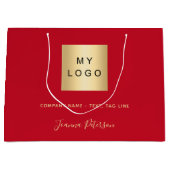 Rood goud business logo papier boodschappentas groot cadeauzakje (Voorkant)