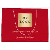 Rood goud business logo papier boodschappentas groot cadeauzakje (Achterkant)