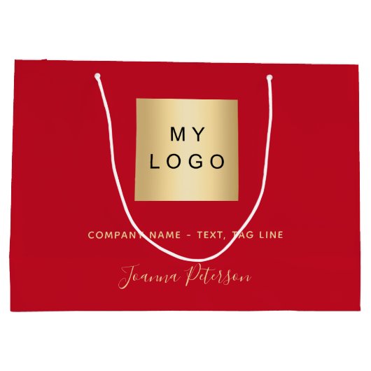 Rood goud business logo papier boodschappentas groot cadeauzakje (Achterkant)
