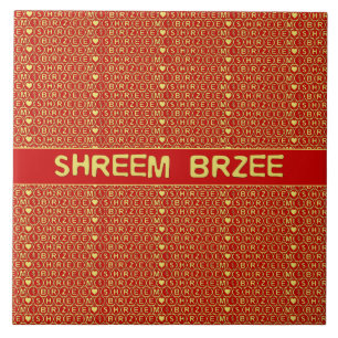 Rood Goud Chanten Shreem Brzee trekt rijkdom aan Tegeltje
