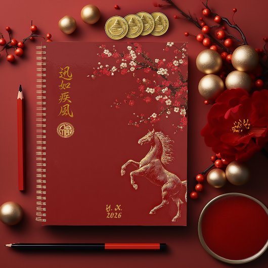 Rood & Goud Chinees Dierriem Jaar van het Paard 20 Planner