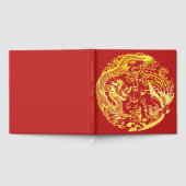 Rood goud Chinees Dragon en Phoenix logo bruiloft Gastenboek (Volledig)