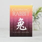 Rood Goud Chinees Maanjaar van de Konijn 兔 Dierenr Feestdagenkaart (Staand voorkant)