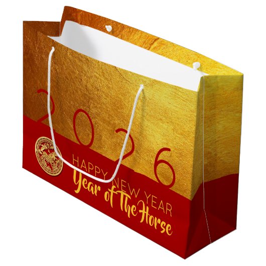 Rood Goud Chinees Paard papier-cut 2026 LGB Groot Cadeauzakje (Voorkant Gekanteld)