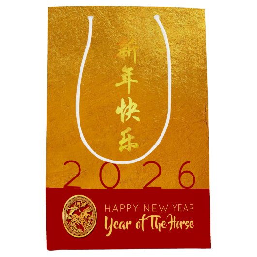 Rood Goud Chinees Paard papier-cut 2026 MGB Medium Cadeauzakje (Voorkant)