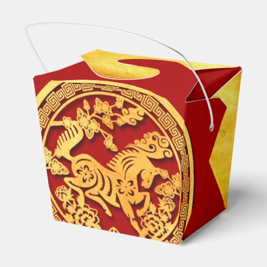 Rood Goud Chinees Paard papier-cut 2026 TOFB Bedankdoosjes (Achterkant)