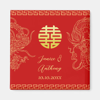 Rood goud Chinese bruiloft draak en feniks Magneet