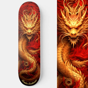 Rood & Goud Chinese Draak Persoonlijk Skateboard