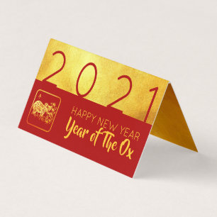Rood Goud Chinese Ox papier-cut 2021 pack FC Kaart