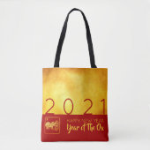 Rood Goud Chinese Ox papier gesneden 2021 AoTB Tote Bag (Voorkant)