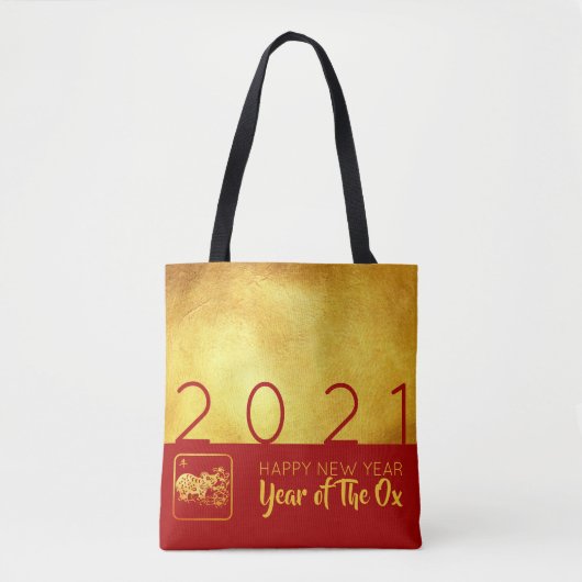 Rood Goud Chinese Ox papier gesneden 2021 AoTB Tote Bag (Voorkant)