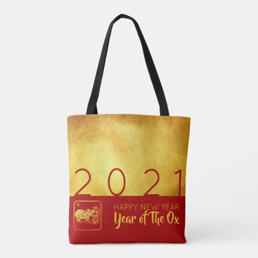 Rood Goud Chinese Ox papier gesneden 2021 AoTB Tote Bag (Achterkant)