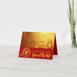 Rood Goud Chinese Rat papier-cut 2020 SGC Feestdagen Kaart