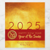 Rood Goud Chinese Slang papier-cut 2025 gepersonal Wijn Etiket (Enkel label)