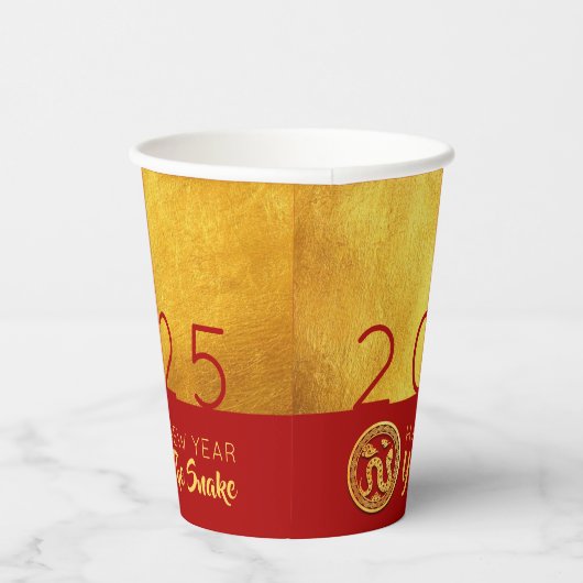 Rood Goud Chinese Slang papier-cut 2025 PC Papieren Bekers (Rechts)