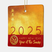 Rood Goud Chinese Slang papier-cut 2025 SqCO Keramisch Ornament (Links)