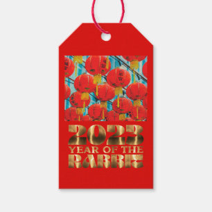 Rood Goud Chinese Waterkonijn Nieuwjaar Cadeaulabel