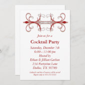 Rood & Goud Cocktail Party Uitnodigingen (Voorkant / Achterkant)