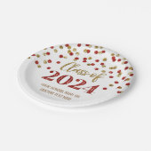 Rood Goud Confetti Afstuderen 2024 Papieren Bordje (Gekanteld)