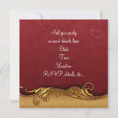 Rood Goud Damask Candy Canes Kerstfeest Kaart (Achterkant)