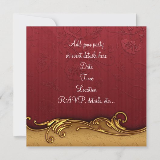 Rood Goud Damask Candy Canes Kerstfeest Kaart (Achterkant)