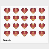 Rood & Goud Damask, Chinees dubbel gelukshart Hart Sticker (Vel)