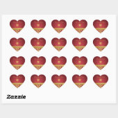 Rood & Goud Damask, Chinees dubbel gelukshart Hart Sticker (Vel)