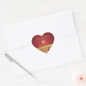 Rood & Goud Damask, Chinees dubbel gelukshart Hart Sticker (Envelop)