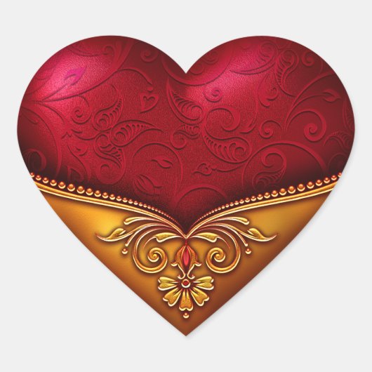 Rood & Goud Decoratief Hart Sticker (Voorkant)