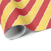 Rood Goud Diagonale Strepen Faux Gescheurde Kerstm Cadeaupapier (Rol Hoek)